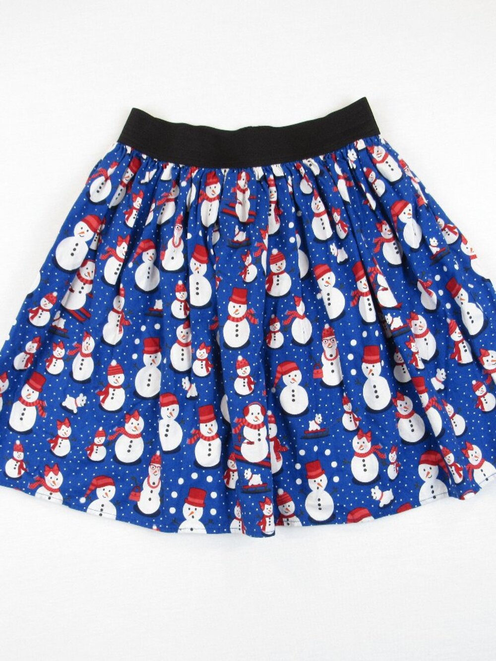 Hemet Women Skirt Size M Snowmen Novelty Elastic Waist 100% Cotton Holiday